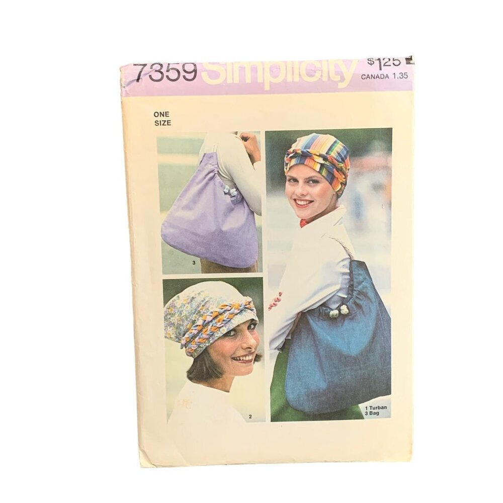 Vintage Simplicity 7359 Pattern For Turban Bag & Scarf One Size